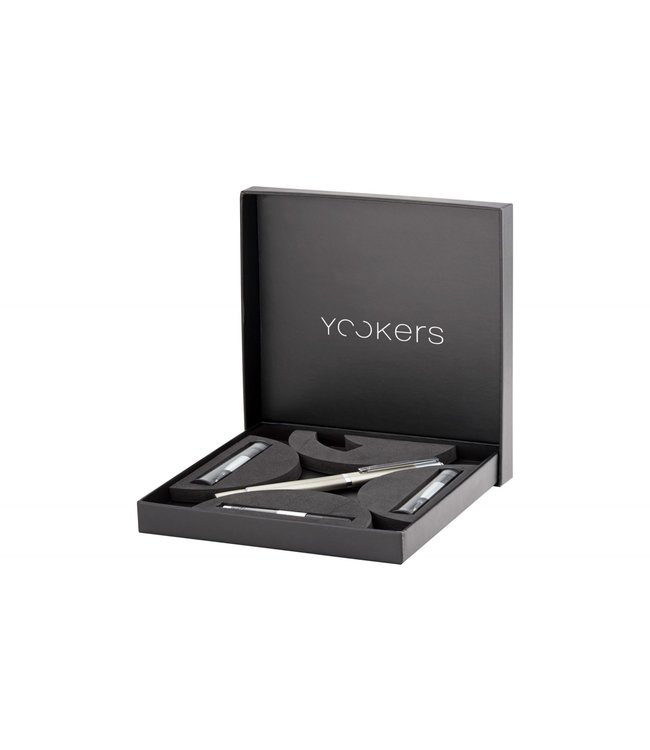 Yookers Metis fiber pen Black grid on Satin Chrome