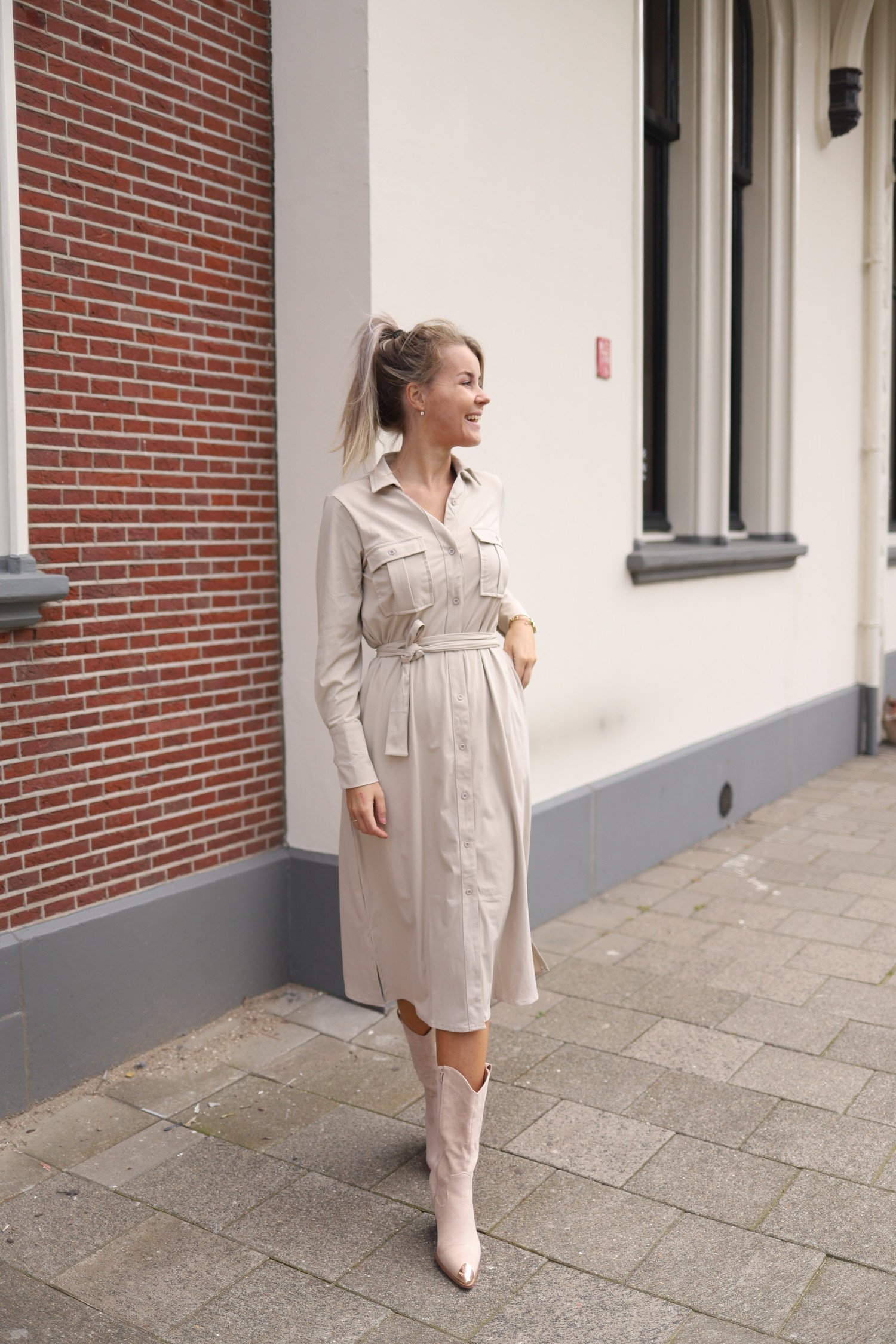 Long beige dress - Bij Keesje