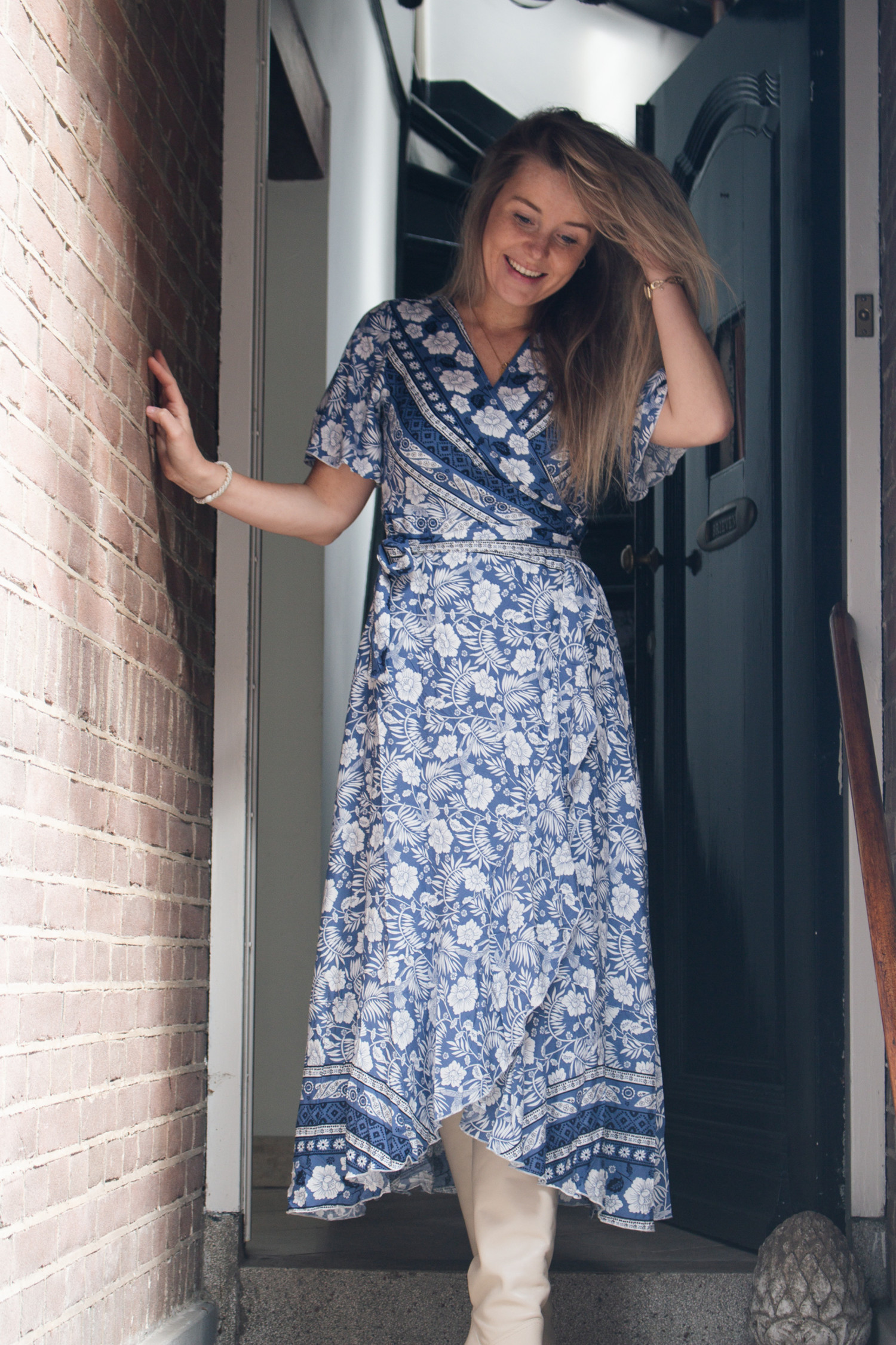 converteerbaar Redelijk toevoegen Wrap dress Delft blue - Bij Keesje
