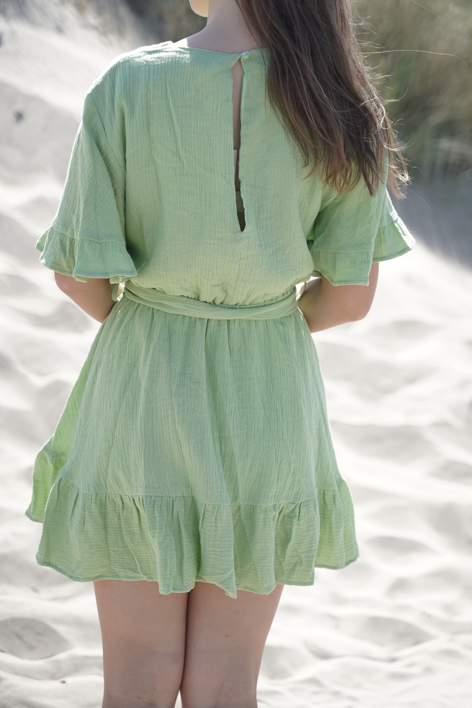 Sinis boog Universeel Berna cotton dress green - Bij Keesje