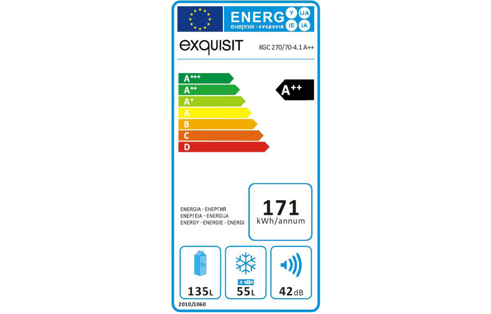 Exquisit KGC270/70-4A++ Koelvriescombinatie
