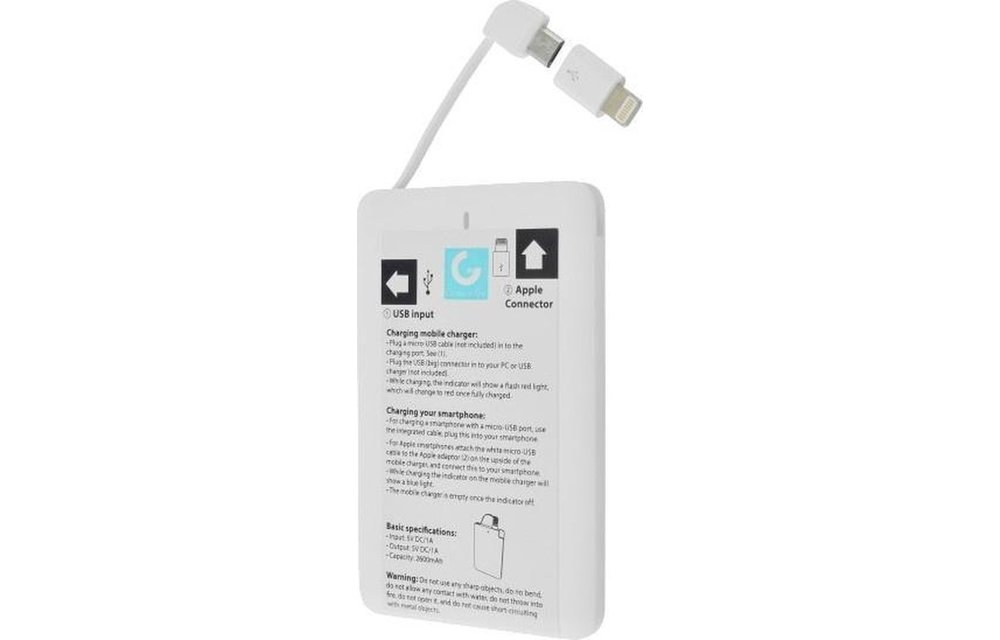 Grab 'n Go Powerbank 2600 mAh (wit)