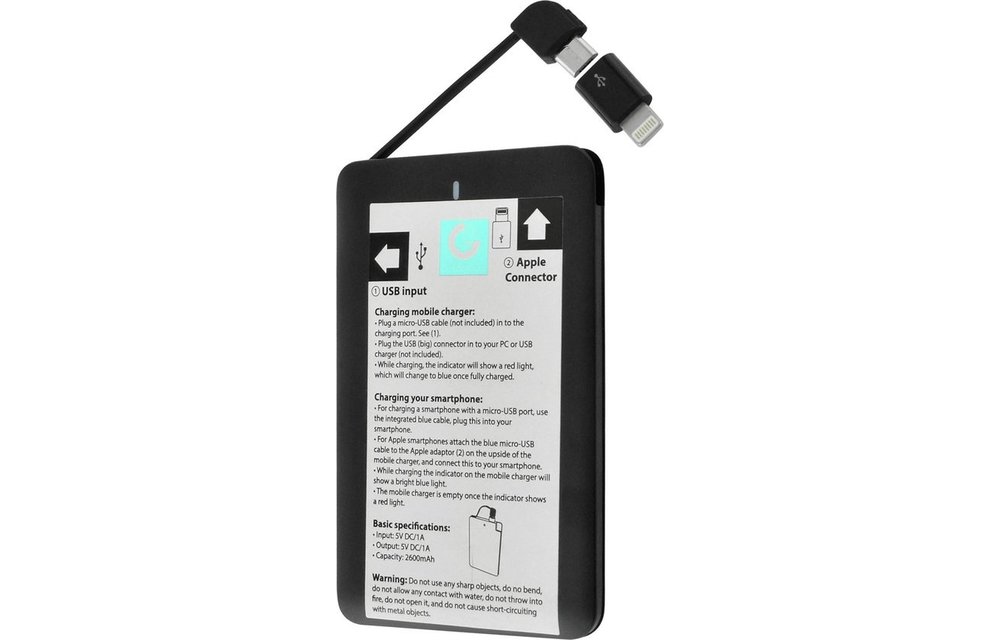 Grab 'n Go Powerbank 2600 mAh (zwart)