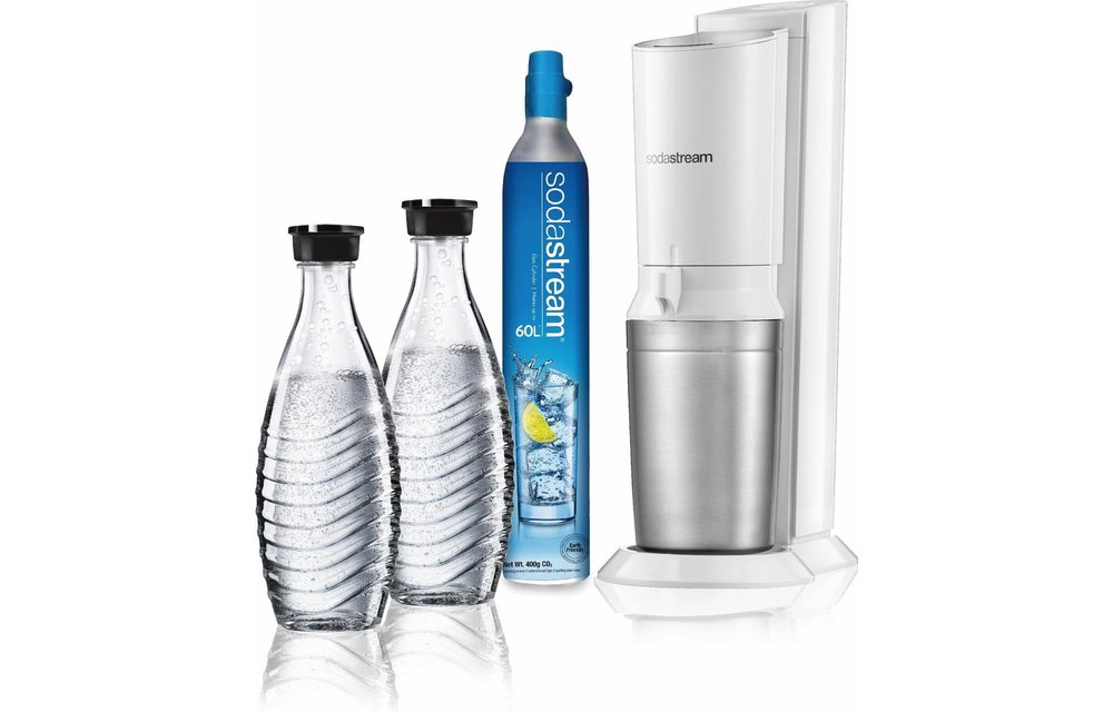 Sodastream Crystal White incl. 2 glazen karaffen en 60L CO2 cilinder