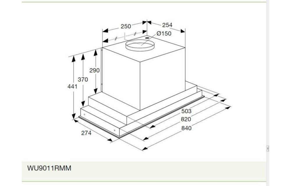 Atag Inbouw Afzuigunit Afzuigkap WU9011RMM