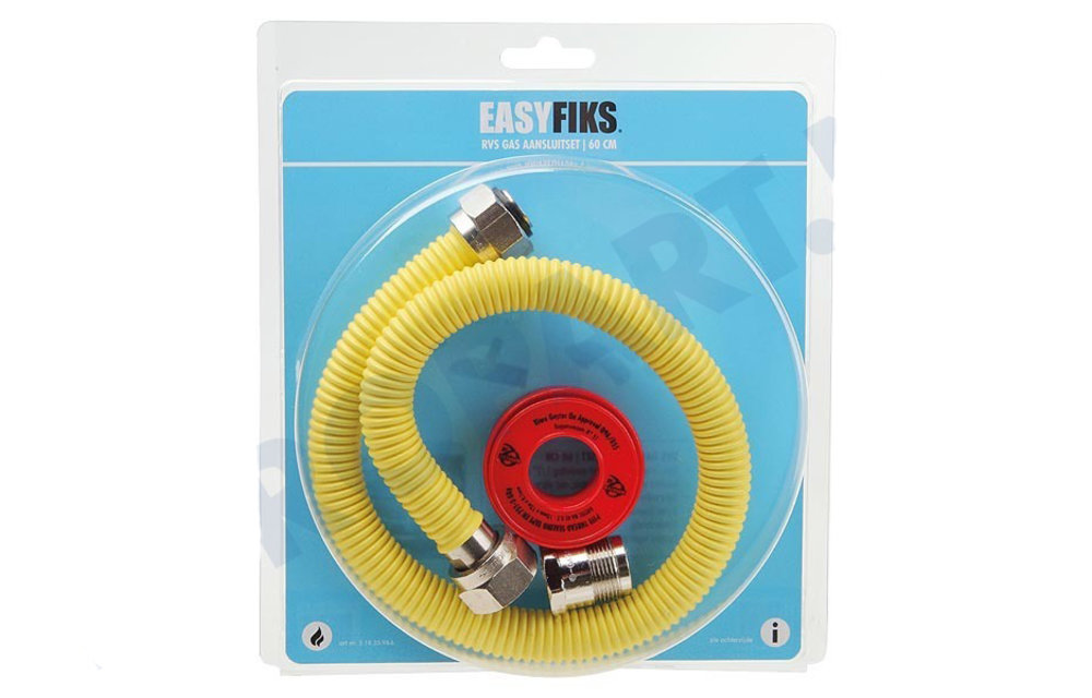 Easyfiks Gasslang Aansluit set compleet 60cm voor inbouw apparatuur