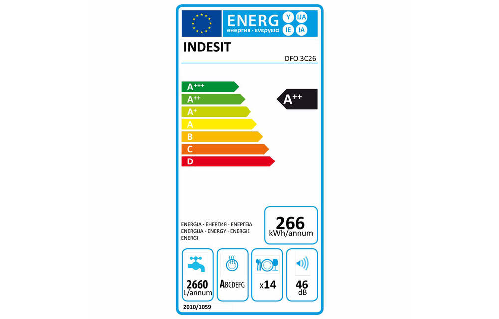 Indesit DFO 3C26 - Vrijstaande vaatwasser