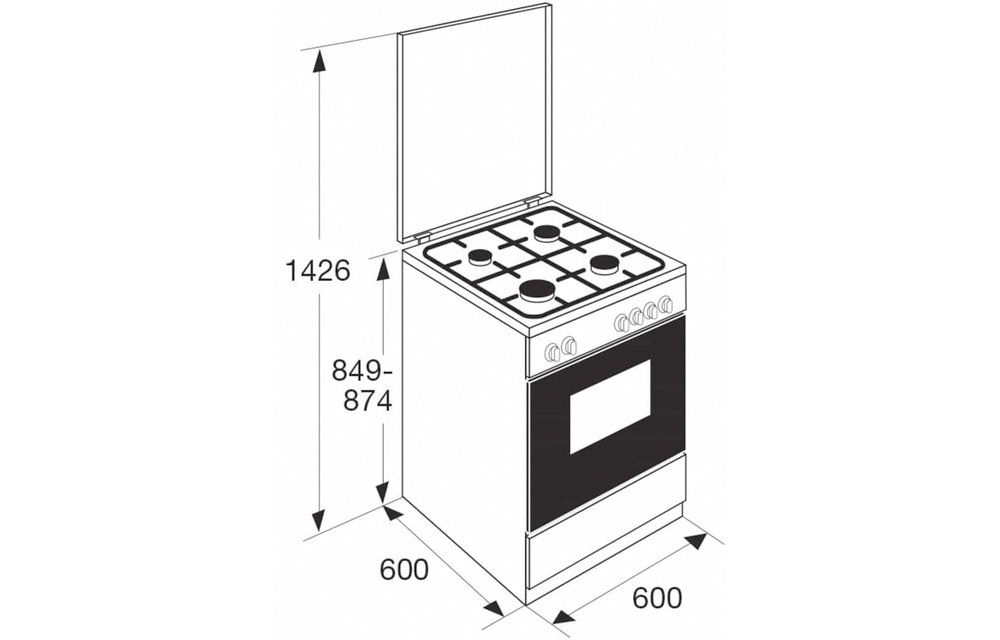 ETNA FGV160WIT Gasfornuis - Gasfornuis