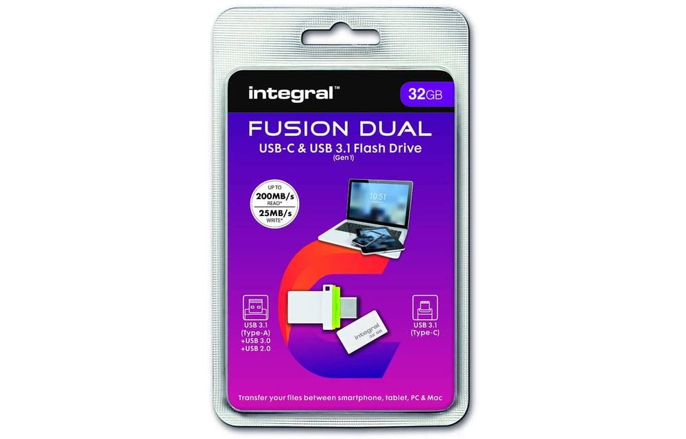 Integral Fusion Dual USB-C & USB-A 32GB Wit - USB stick