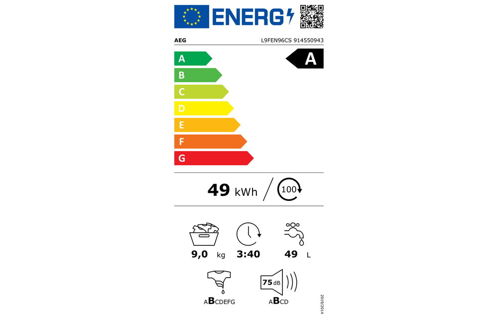 AEG L9FEN96CS SoftWater - Wasmachine