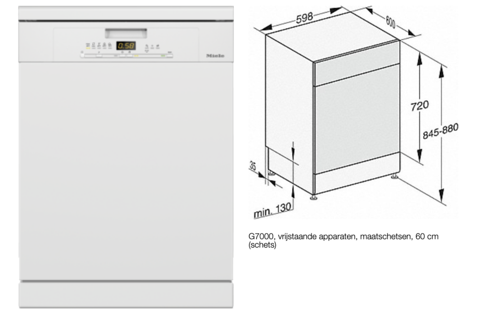 Miele G 5022 BW - Vrijstaande vaatwasser