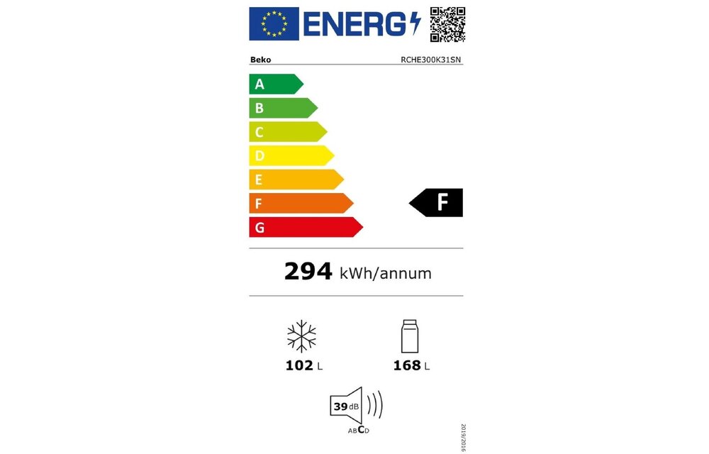 Beko RCHE300K31SN - Koel-vriescombinatie