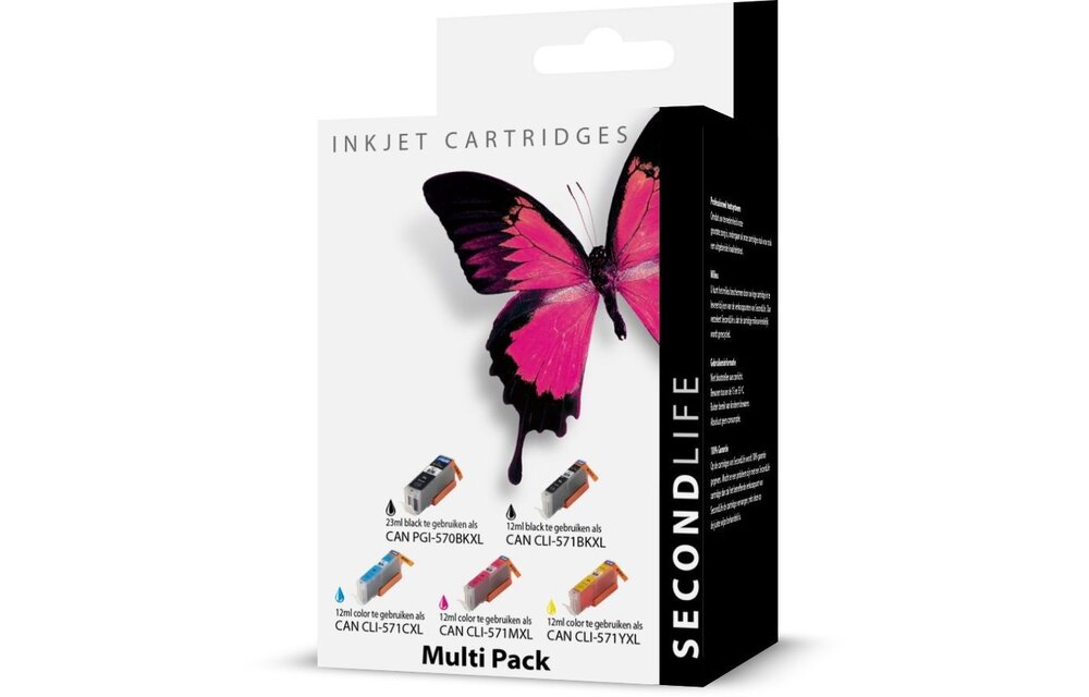 SecondLife Canon 570/571 Multipack Zwart + 3 kleuren - Inktcartridge