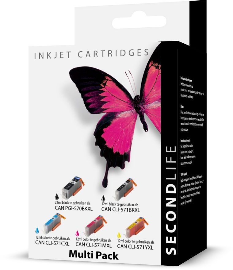 SecondLife Canon 570/571 Multipack Zwart + 3 kleuren - Inktcartridge