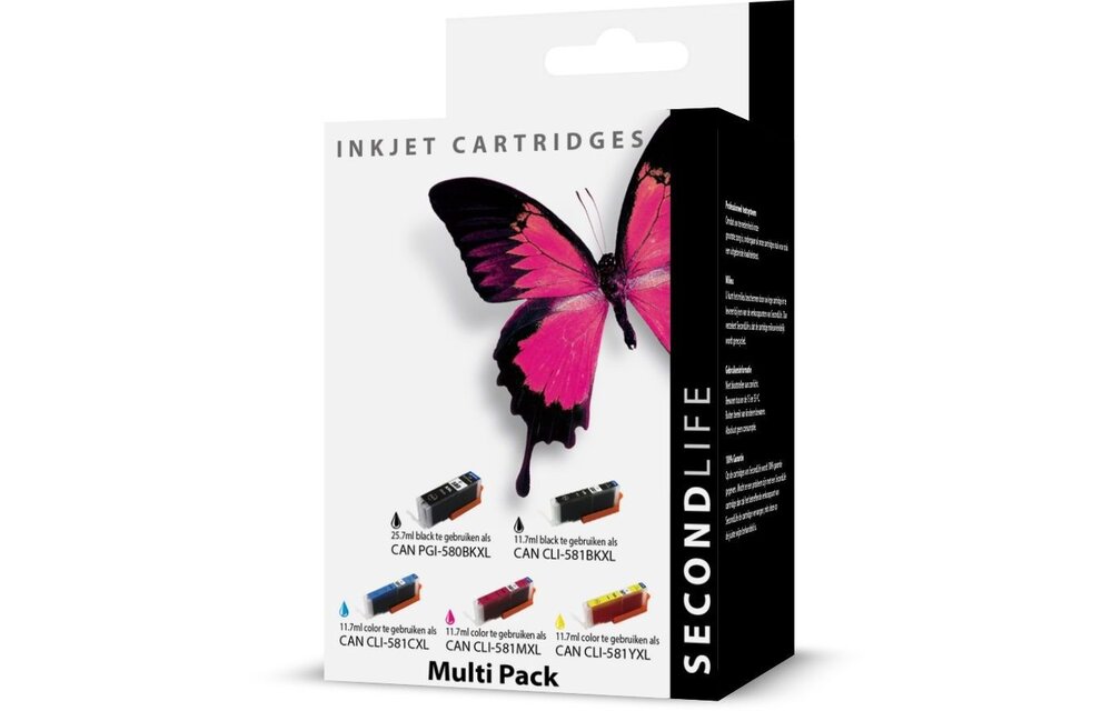 SecondLife Canon 580/581 Multipack (zwart + 3 kleuren) - Inktcartridge