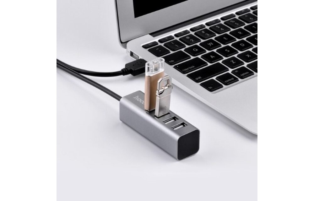 Hoco USB 2.0 HUB 4 poorten Grijs - USB-hub