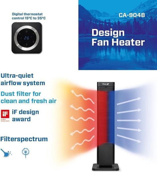 Clean Air Optima CA904B Hot & Cool Zwart - Staande ventilator