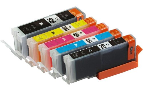 SecondLife Multipack Canon 550 Black & 551 Serie Zwart + 3 kleuren - Inktcartridge