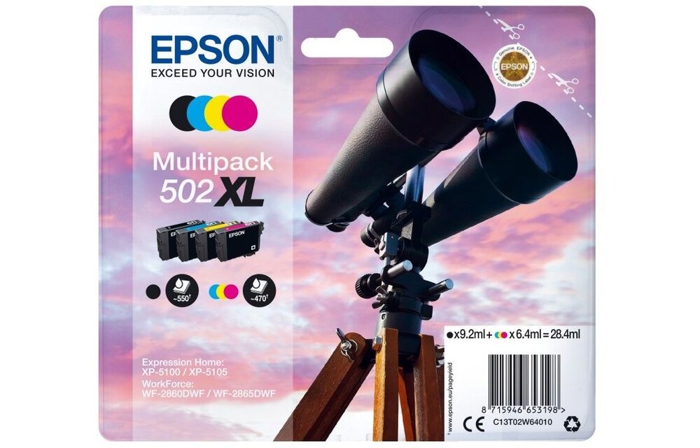 Epson 502XL Multipack (zwart + 3 kleuren) - Inktcartridge