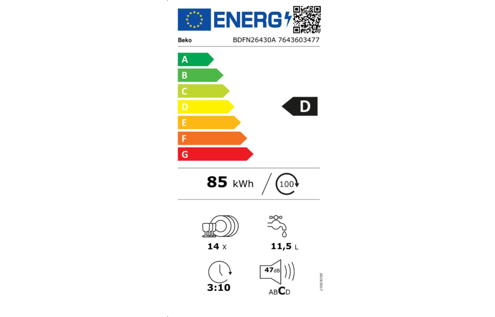Beko BDFN26430A - Inbouw vaatwasser