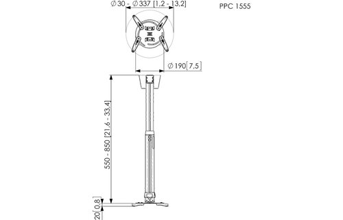 Vogel's PPC 1555S Projector plafondbeugel Zilver - TV muurbeugel