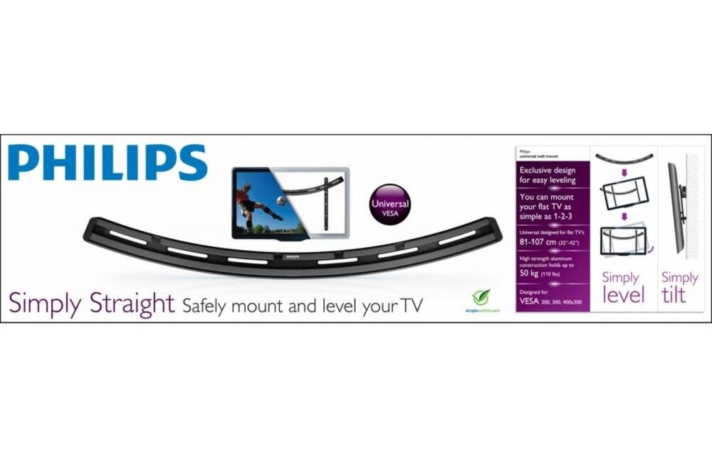Philips SQM6435 Zwart 32-42 inch platte muurbeugel - TV muurbeugel