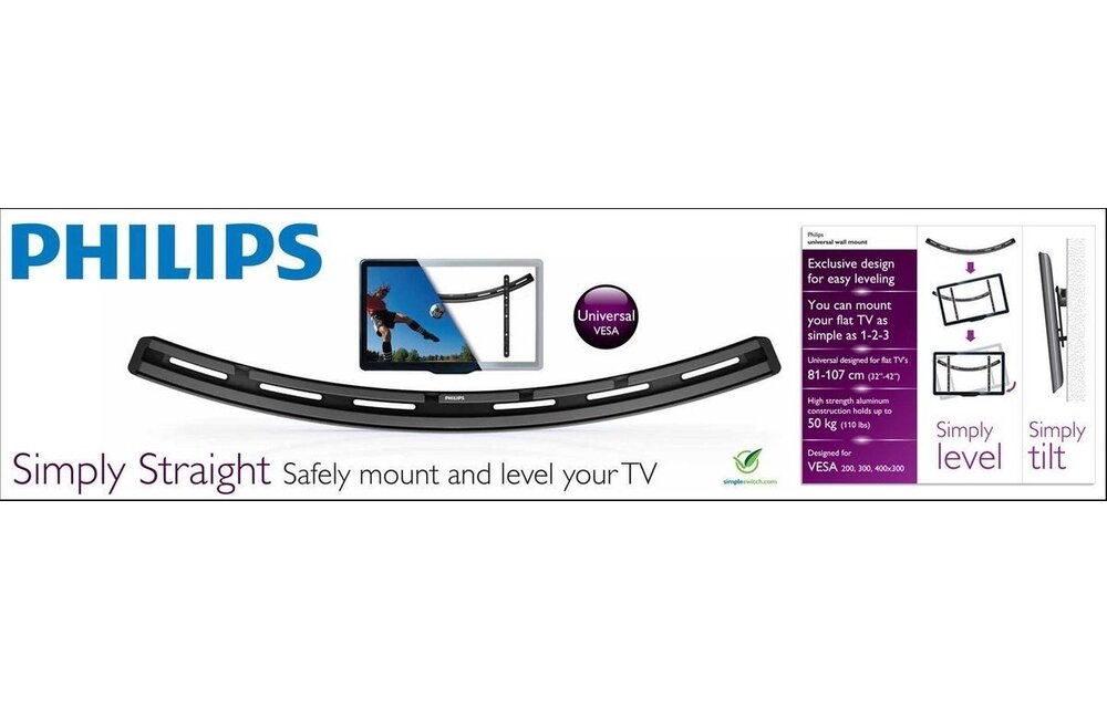 Philips SQM6435 Zwart 32-42 inch platte muurbeugel - TV muurbeugel