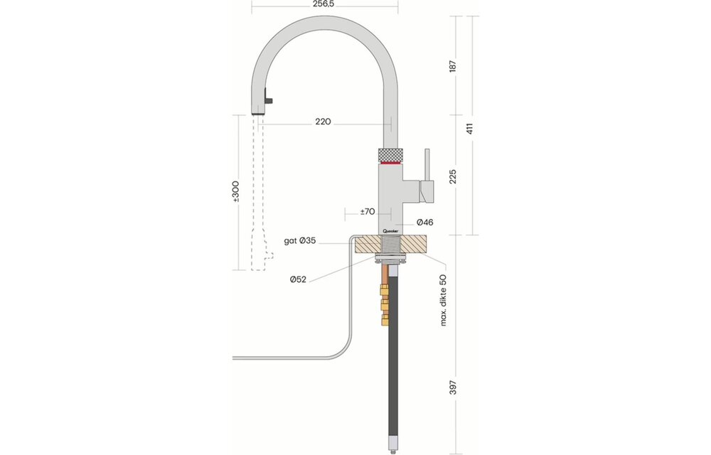 Quooker FXRCHR Keukenmengkraan Flex Chroom - Heetwaterdispenser