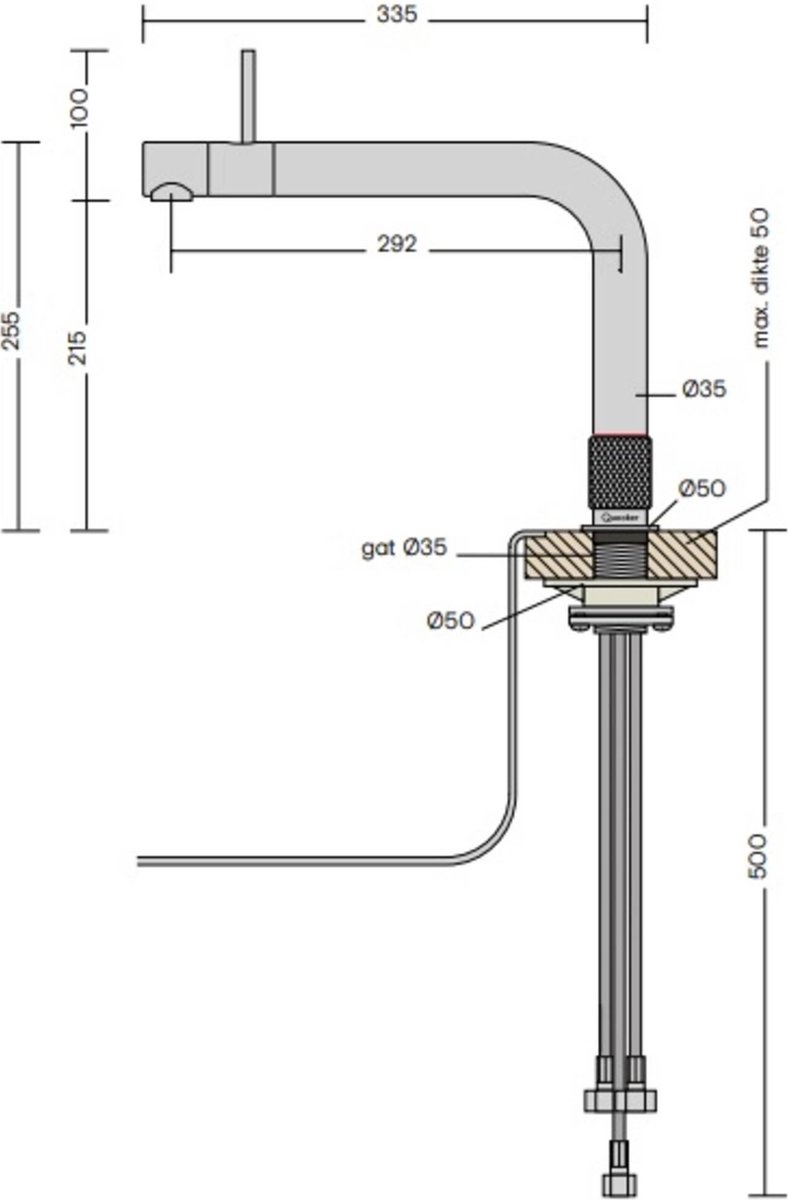 Quooker FTSST Front Keukenmengkraan RVS - Heetwaterdispenser