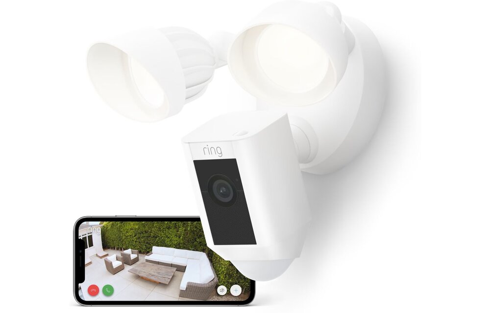 Ring Floodlight Cam Wired Plus Wit - Beveiligingscamera