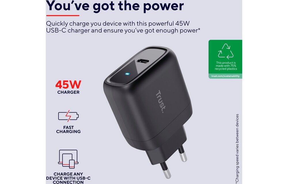 Trust Maxo 45W USB-C laptoplader