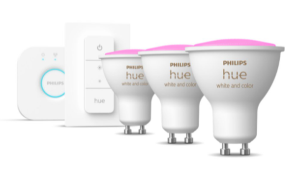 Philips Hue Starterkit 3x GU10 4.3W Color Ambiance + Bridge + Dimmer - Slimme lamp