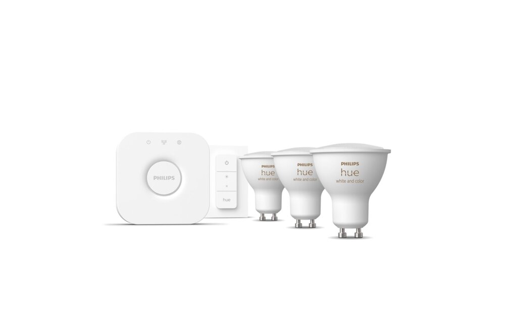 Philips Hue Starterkit 3x GU10 4.3W Color Ambiance + Bridge + Dimmer - Slimme lamp