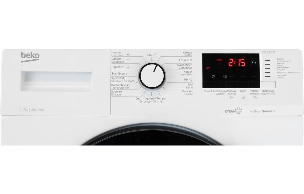 Beko WTV7825XCW1 SteamCure - Wasmachine