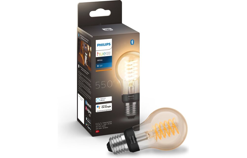 Philips Hue 1x E27 7W A60 White Single Pack - Slimme lamp