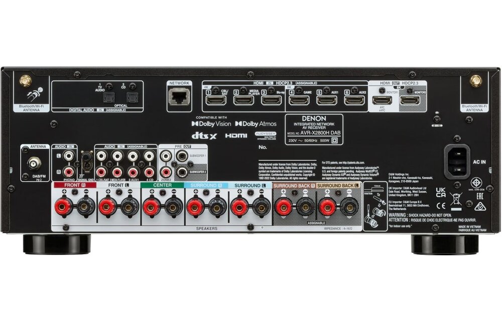 Denon AVR-X2800H DAB Zwart - Versterker