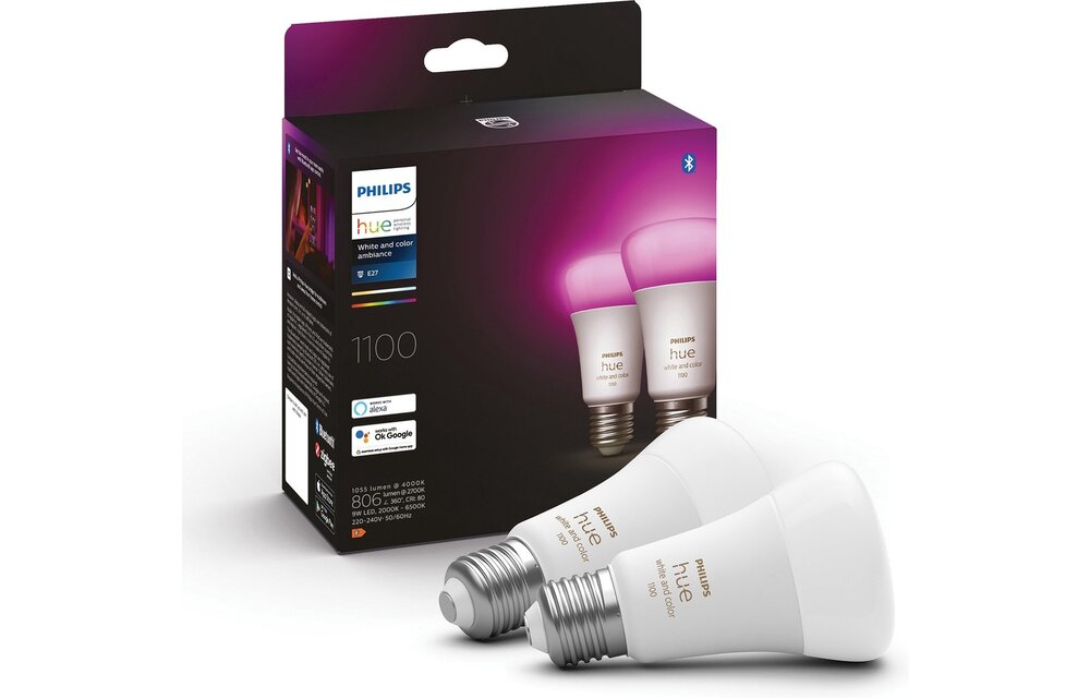 Philips Hue 2x E27 9W A60 Color Ambiance Duo Pack - Slimme lamp