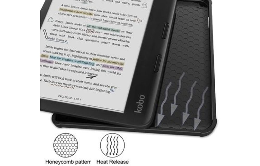 Just in Case Kobo Libra Colour Folio Case Zwart - Beschermhoes