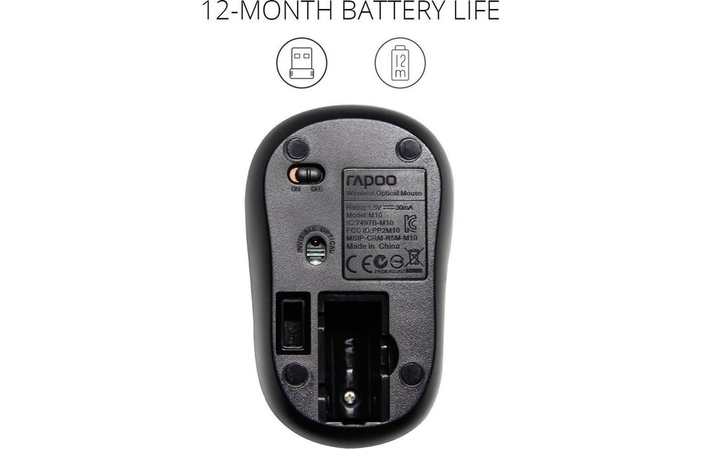 Rapoo M10 Plus Zwart - Muis