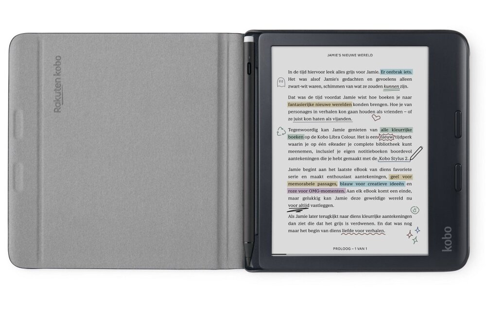 Kobo Libra Colour Notebook SleepCover Zwart - Beschermhoes