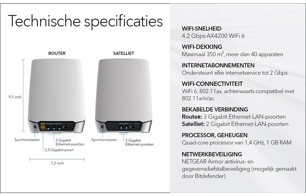 Netgear Orbi RBK752 Multiroom WiFi 6 Mesh systeem - Router