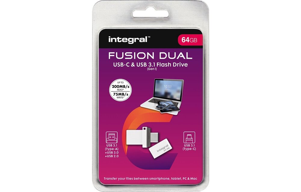 Integral Fusion Dual 3.0 USB-C 64GB - USB-stick