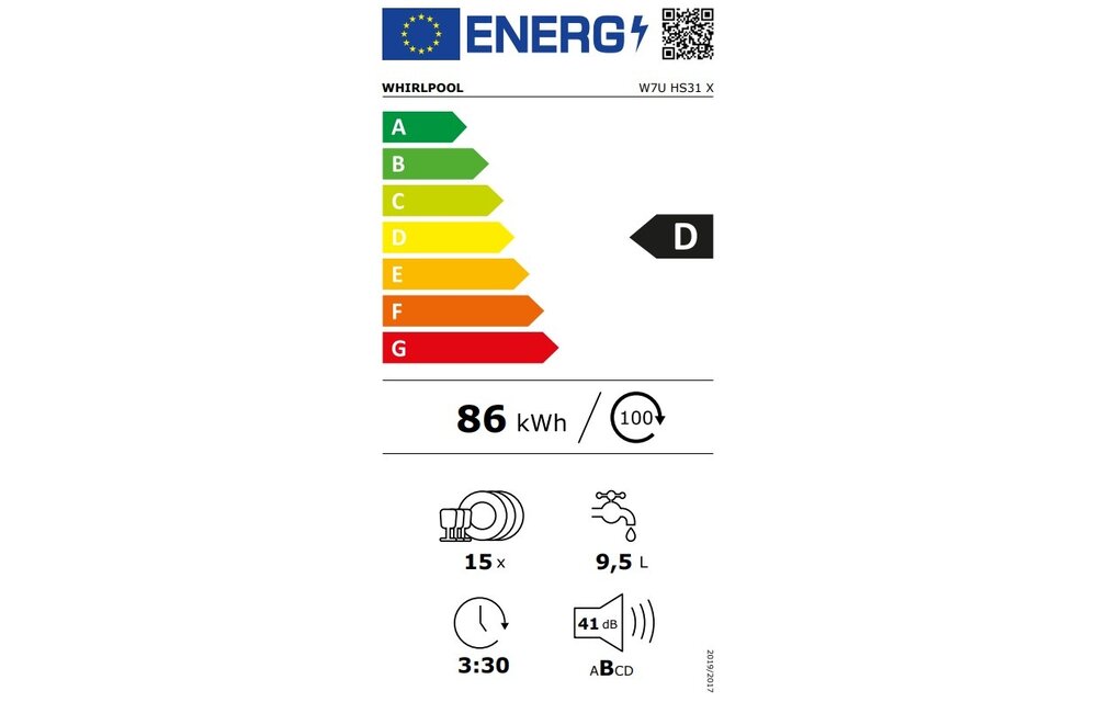 Whirlpool W7U HS31 X - Onderbouw vaatwasser