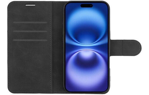 Just in Case iPhone 16 Premium Wallet Case Zwart - Telefoonhoesje