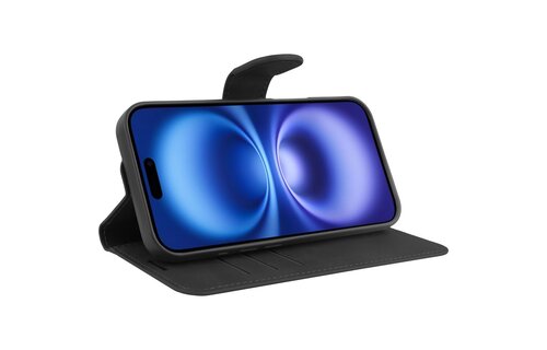 Just in Case iPhone 16 Premium Wallet Case Zwart - Telefoonhoesje