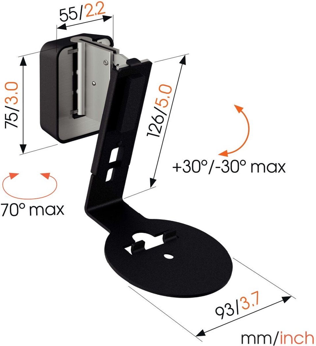 Vogel's SWM 4111 voor Sonos Era 100 Zwart - Muurbeugel