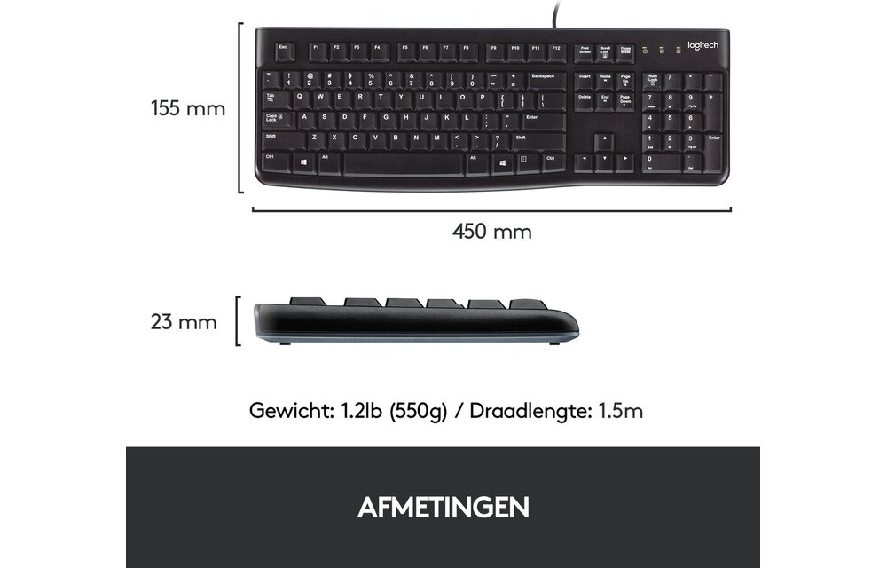 Logitech K120B Toetsenbord - Toetsenbord