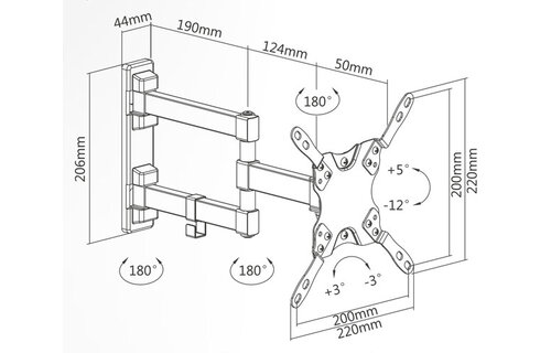 Superior Electronics 13-42 Full Motion Extra Slim - TV muurbeugel