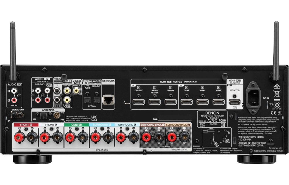 Denon AVR-X1700H Zwart - Receiver