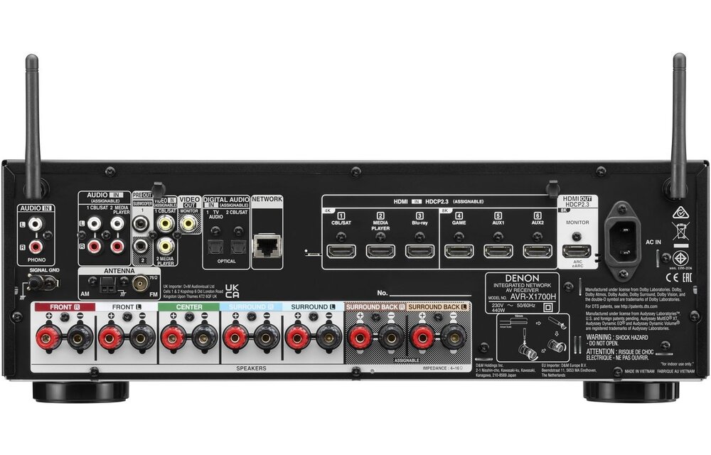 Denon AVR-X1700H Zwart - Receiver